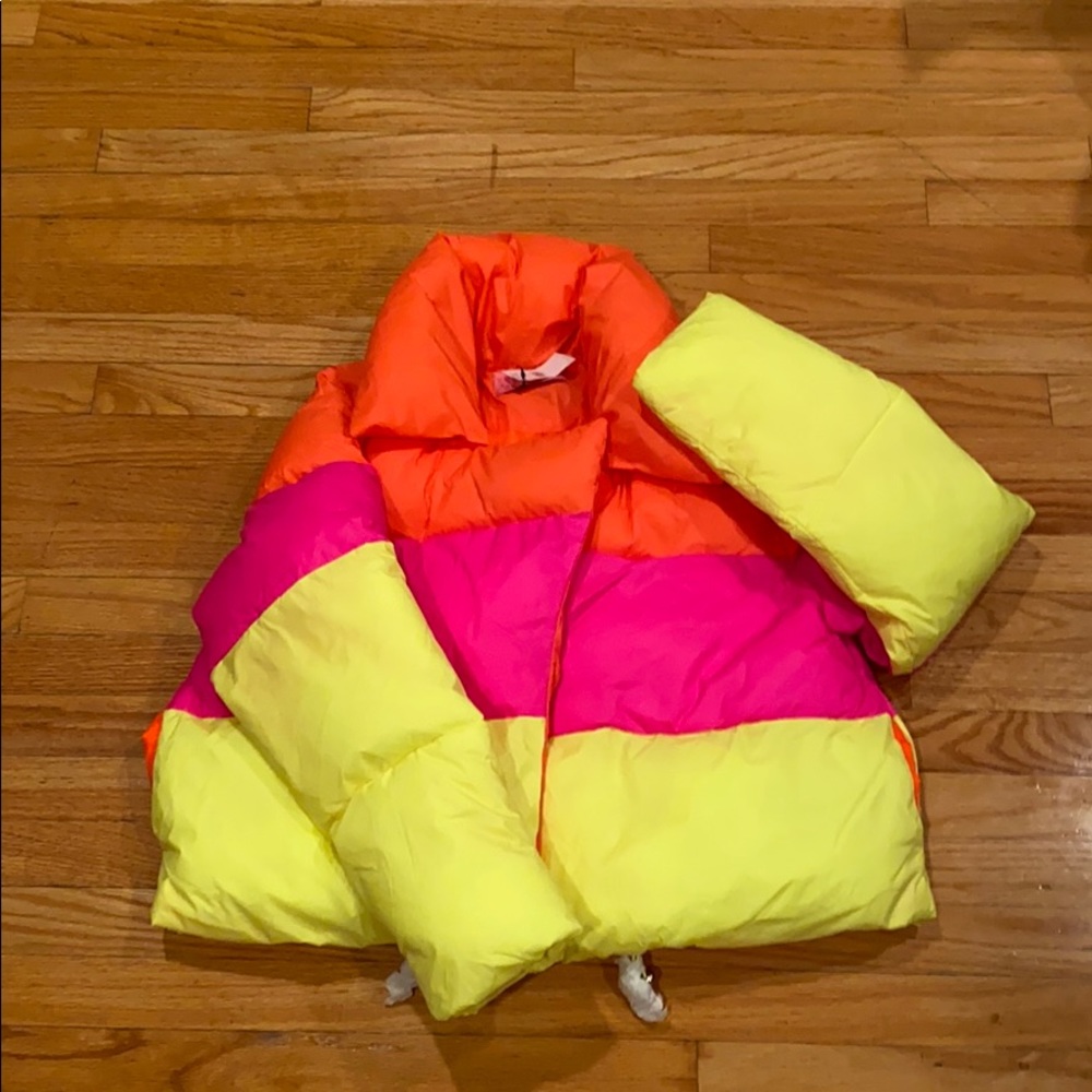 Neon Color- Block Bomber Jacket .NEW WITH TAGS